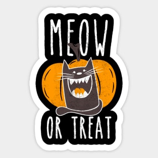 Meow or Treat Halloween Cat and Pumpkin Sticker